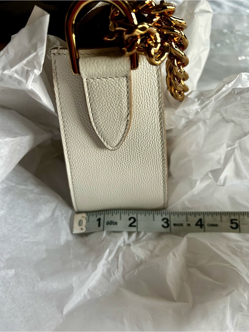 TOD'S White Leather Shoulder Bag with Gold T-Logo and Chain - Picture 8 of 9